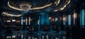 Ai generated a grand and elegant ballroom adorned with a sparkling chandelier and luxurious seating