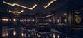 Ai generated a grand ballroom with a stunning chandelier and elegant tables