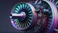 A 3D illustration of a airplane turbine component