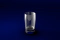 3D illustration of alcohol free drinks ordinary glass on dark blue design background - drinking glass render