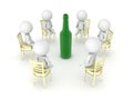 3D illustration of alcoholics anonymus twelve step program meeting