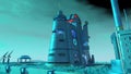 3D-illustration of an alien city and scifi architecture somewhere in the galaxy Royalty Free Stock Photo