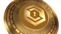 3D Render Golden Akropolis Akro Cryptocurrency Coin Symbol Close up Royalty Free Stock Photo