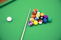 3D illustration American pool snooker balls background. American Billiard. Close up Billiard balls. Bar game. Billiard