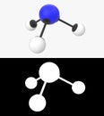 3D illustration of a ammonia molecule with alpha layer