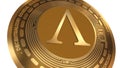 3D Render Golden All Sports Soc Cryptocurrency Coin Symbol Close up