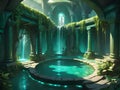 3 d illustration , an ancient magic cave , fantasy illustration for children. background