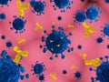 Antibodies attacking viruses Royalty Free Stock Photo