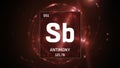 Antimony as Element 51of the Periodic Table 3D illustration on red background Royalty Free Stock Photo
