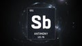 Antimony as Element 51of the Periodic Table 3D illustration on silver background Royalty Free Stock Photo