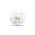 3D-Illustration, Arsenic symbol - As. Element of the periodic table on white ball with golden signs. White background Royalty Free Stock Photo