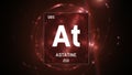 Astatine as Element 85 of the Periodic Table 3D illustration on red background Royalty Free Stock Photo