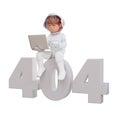 3d illustration astronaut holding laptop with 404 error