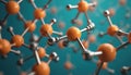 3D illustration of atom structure. Molecular model, atom with electrons and bonds. Science, chemistry, biology concepts. Royalty Free Stock Photo
