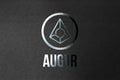 3D illustration Augur coins cryptocurrency and modern banking concept