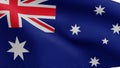 3D illustration Australian flag waving in wind. Australia banner blowing silk