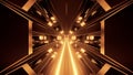 3d illustration background wallpaper of a futuristic science-fiction tunnel hangar corridor with glowing metal graphic