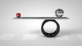 3d illustration of Balancing balls on board conception Royalty Free Stock Photo