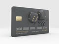 3d Illustration of Bank Card with Dice, clipping path included Royalty Free Stock Photo