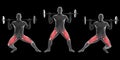 3d illustration of barbell lateral lunges