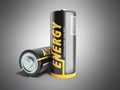 3D Illustration Batteries Image with clipping path on grey