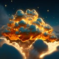 3D illustration of a beautiful cloud in the night sky with stars AI generated