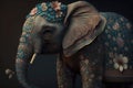 3d illustration of beautiful elephant colorful. Generative Ai