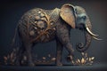 3d illustration of beautiful elephant colorful. Generative Ai