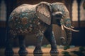 3d illustration of beautiful elephant colorful. Generative AI
