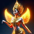 3D Illustration of a beautiful goddess with golden wings Generative AI