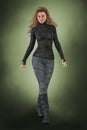 Beautiful Urban Fantasy Woman Walking with Arms Outstretched