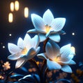 3D illustration of a beautiful white crocus flower in a dark room AI Generated
