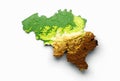 3d illustration of Belgium map with shaded relief on white background Royalty Free Stock Photo