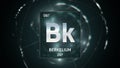 Berkelium as Element 97 of the Periodic Table 3D illustration on green background Royalty Free Stock Photo