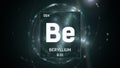 Beryllium as Element 4 of the Periodic Table 3D animation on green background