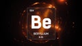 Beryllium as Element 4 of the Periodic Table 3D animation on orange background