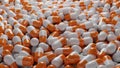 3D illustration  Big Stack Of Orange Medical Pills And Capsules Royalty Free Stock Photo