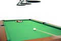 3D illustration Billiard balls in a green pool table, pool billiard game, Billiard concept