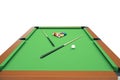 3D illustration Billiard balls on green table with billiard cue, Snooker, Pool game, Billiard concept Royalty Free Stock Photo