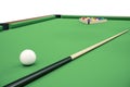 3D illustration Billiard balls on green table with billiard cue, Snooker, Pool game, Billiard concept Royalty Free Stock Photo