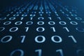 3D illustration binary code on blue background. Bytes of binary code. Concept technology. Digital binary background. Royalty Free Stock Photo