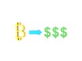 3D illustration of Bitcoins multiplying into dollars Royalty Free Stock Photo