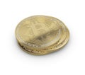 3d illustration of Bitcoins. Physical bit coin. Cryptocurrency. Golden coin with bitcoin symbol on white background Royalty Free Stock Photo