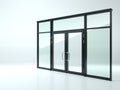 Black double glass door in the shop