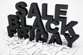 3D illustration Black Friday, sale message for shop. Business shopping store banner for Black Friday. 3d text in black Royalty Free Stock Photo