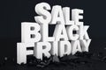 3D illustration Black Friday, sale message for shop. Business shopping store banner for Black Friday. 3d text in black Royalty Free Stock Photo