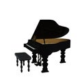 3D illustration of a black grand piano with open lid isolated on white Royalty Free Stock Photo