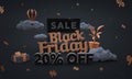 20% - twenty percent off - black friday sale -3d render in cartoon style. Low poly 3d illustration in dark tones. Royalty Free Stock Photo