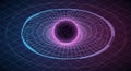 3D Illustration of a Black Hole Warping Spacetime Grid Royalty Free Stock Photo