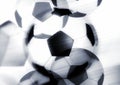 3d illustration of a black and white soccer ball with an afterimage effect